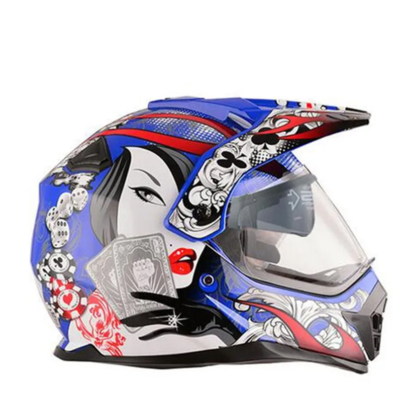 Мужской мотоциклетный шлем с двумя линзами moto r racing Шлемы, защитный мотоциклетный шлем XS до XL safey шлем - Цвет: Blue