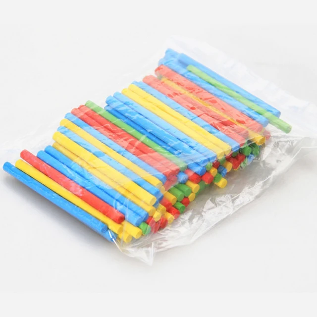 Set of 100 Bamboo Colorful Sticks