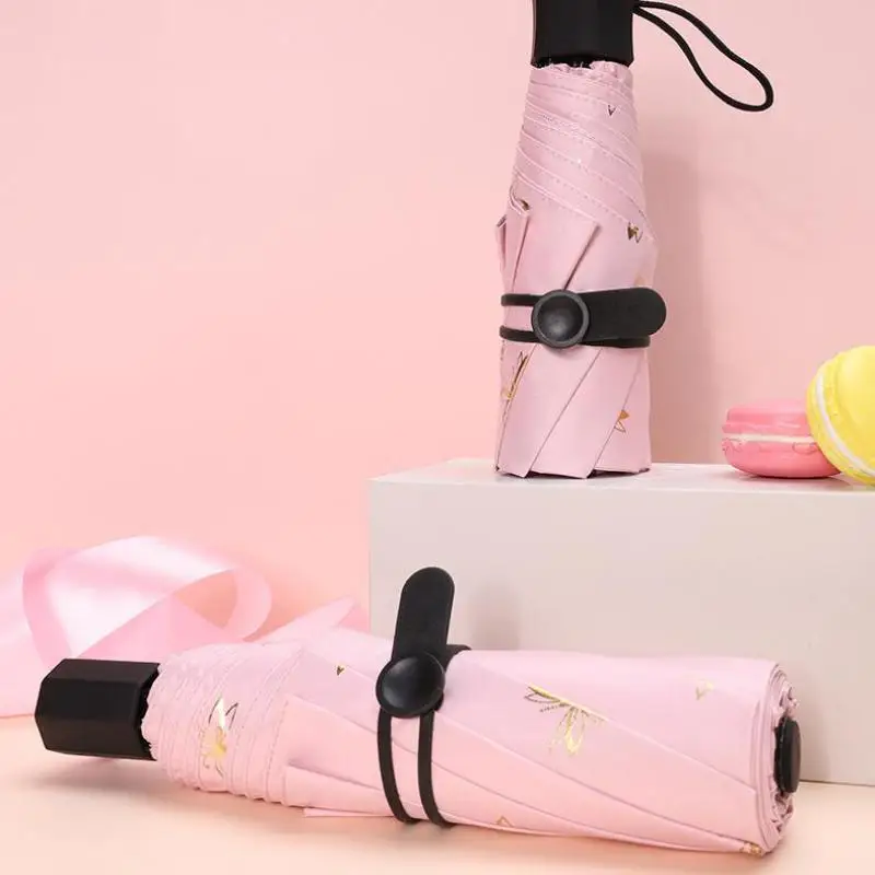 

Umbrella female rain and rain dual-use 5 fold sunshade manual folding girl sun umbrella sun protection UV protection wind