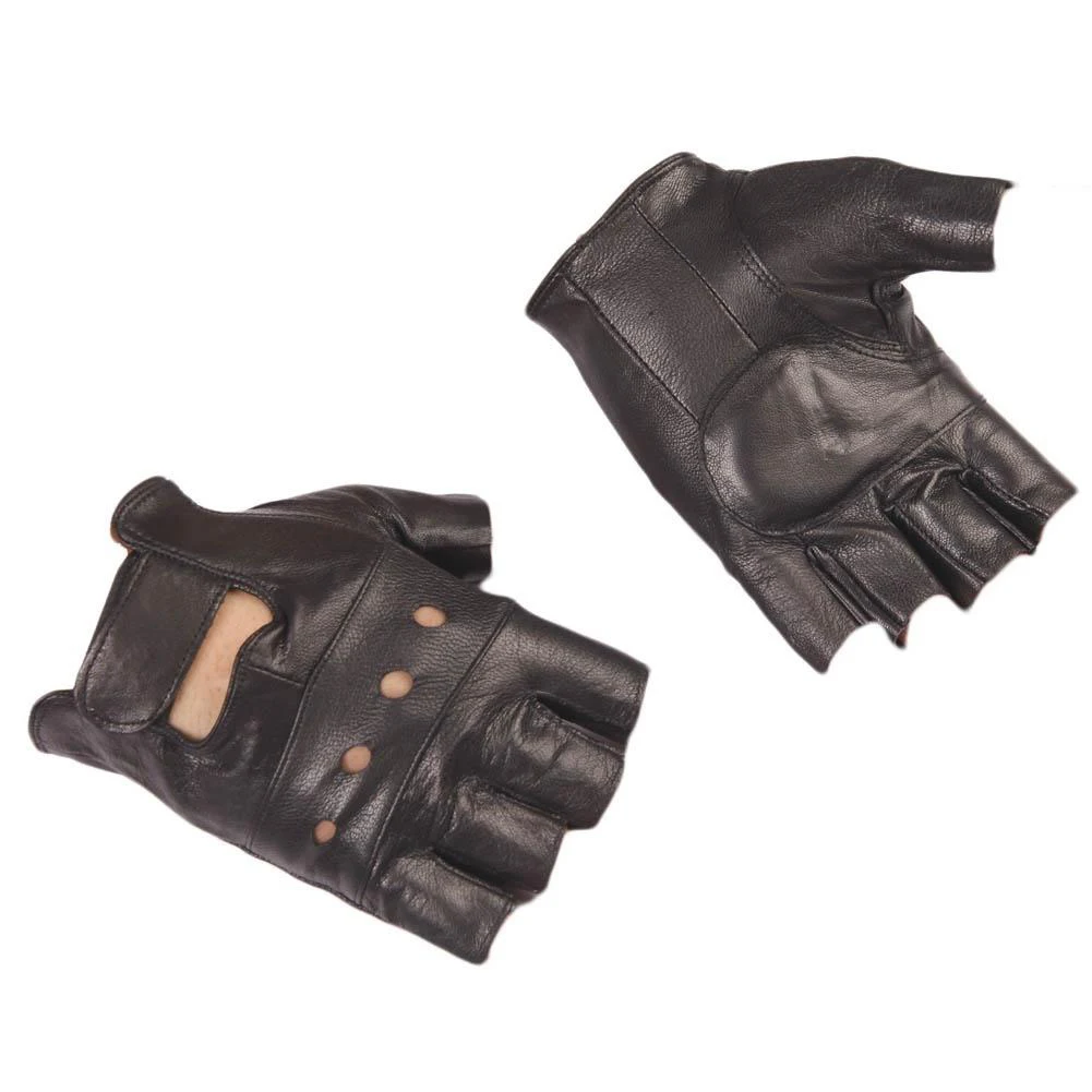 1 пара, мужские перчатки из синтетической кожи, черные, мягкие, кожаные, для вождения мотоцикла, байкера, без пальцев, мужские, панк, ПУ, перчатки - Цвет: Черный