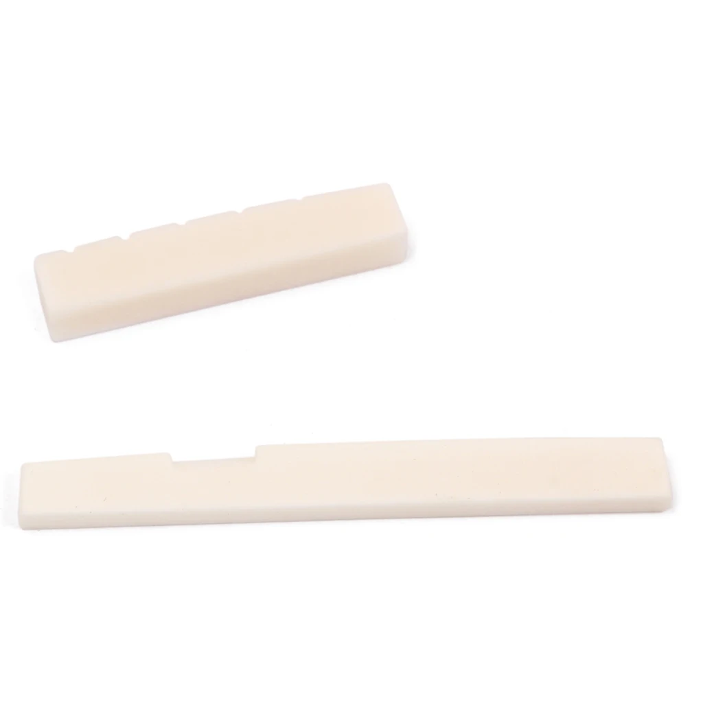 Fresh Cattle Bone Bridge Saddle And Slotted Nut For 6 String Acoustic Guitar