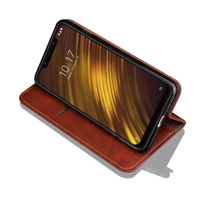 Роскошный тонкий кожаный чехол-книжка в стиле ретро для Xiaomi PocoPhone F1 Poco F1 чехол-кошелек с отделением для карт Магнитный чехол-книжка чехол для телефона s