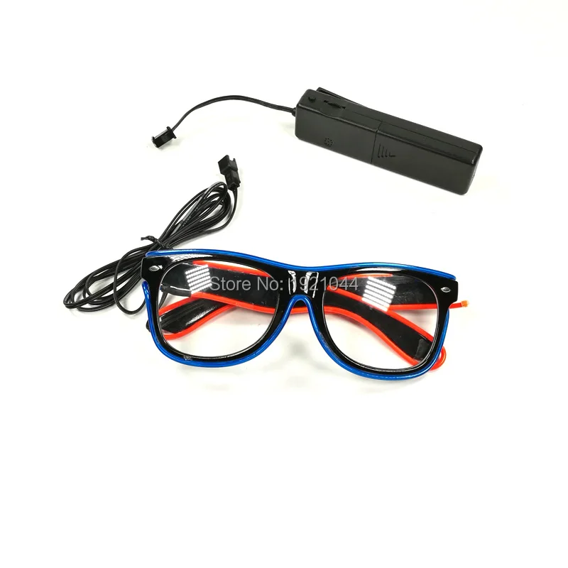 Special Price 100pcs Double Color Neon glow light up Glasses Party DIY Decoration EL Wire Rave Party Glasses With Sound activated Driver