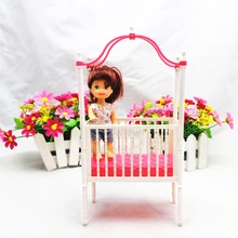 1 Unids Moda Accesorios Cuna Cuna Bebé Cama para Barbies Muñecas Casa De Muñecas Muebles Niñas Regalo de Navidad