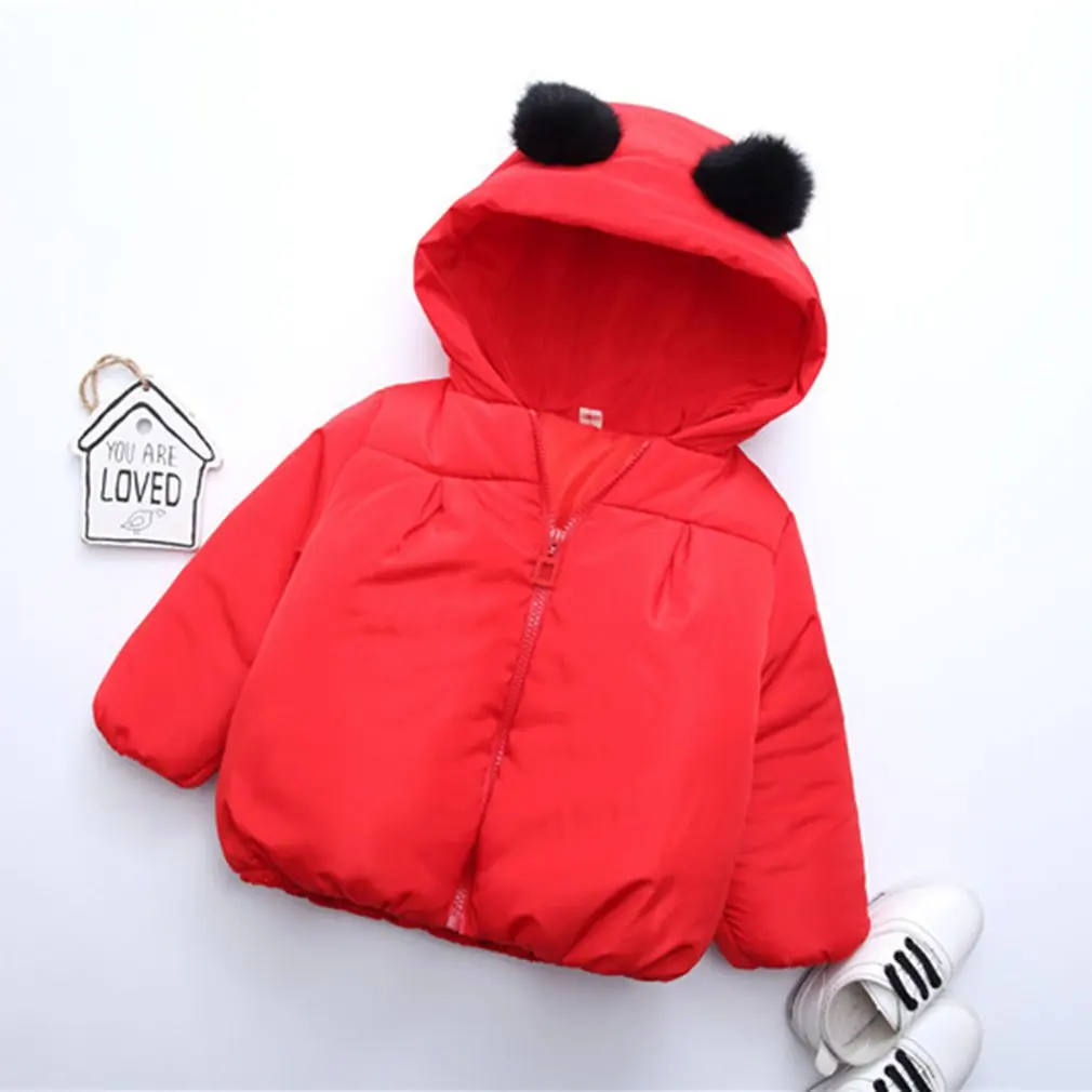 Children Coat Baby Girls Winter Coats Long Sleeve Coat Girl's Warm Baby Jacket Winter Outerwear Cartoon Fleece - Цвет: 110cm red