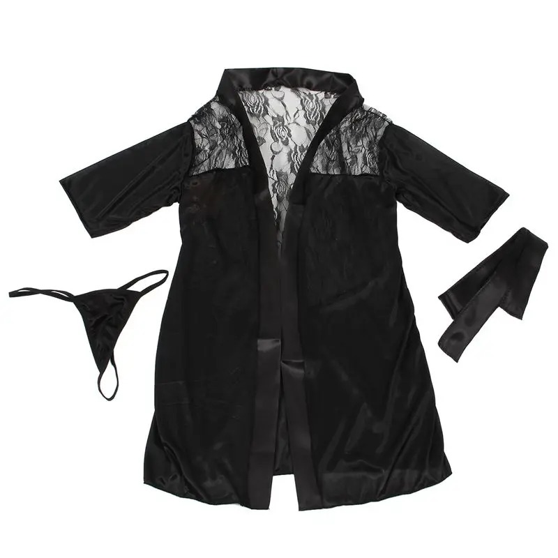 

NEW-Sexy Lingerie Women Black Lace Stain Intimate Sleepwear Babydoll Dress Nightwear