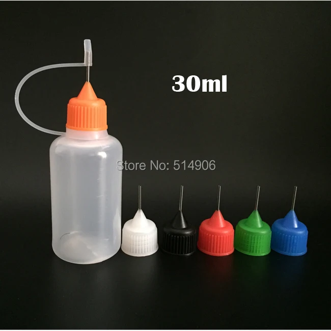 30ml Empty Plastic Needle Bottle LDPE Plastic Storage Bottles With Screw Metal Needle Cap for E