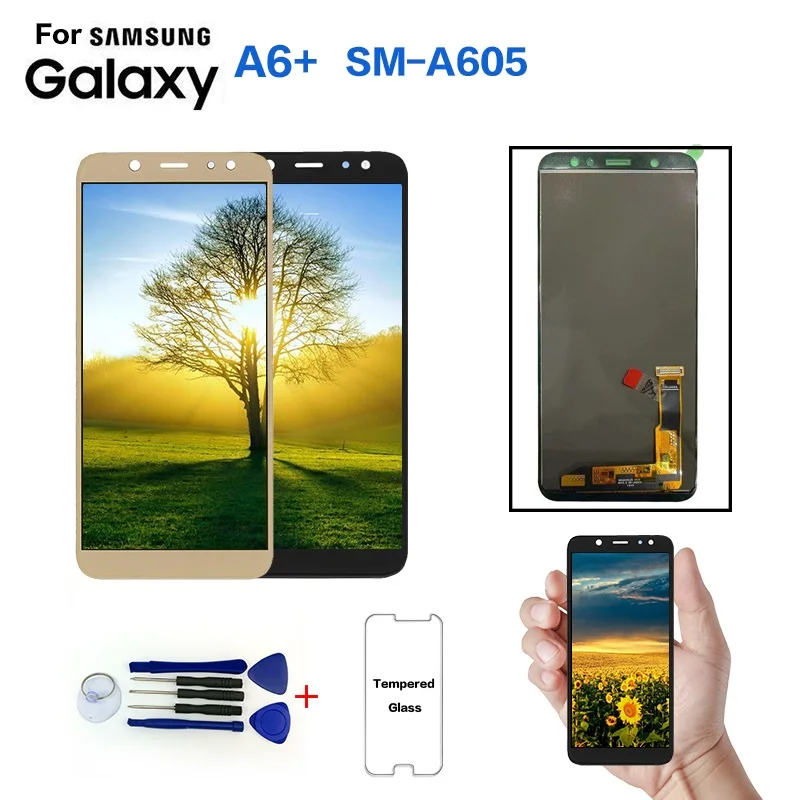ЖК-дисплей для Samsung Galaxy A6 + A605 сменный ЖК-экран samsung A605G A605GN модуль ЖК-дисплея |