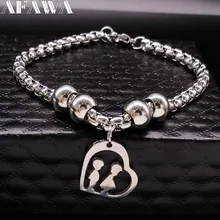 Пара мальчик и девочка браслет из нержавеющей стали для женщин сердечко серебряного цвета из нержавеющей стали браслет из бисера ювелирные изделия браслеты BB1204D