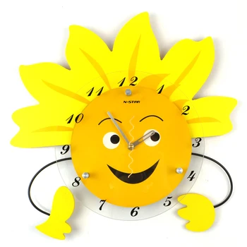 

Sunflower smile silent watch fashion Creative Pastoral living room cartoon character clock decoration gift for kids