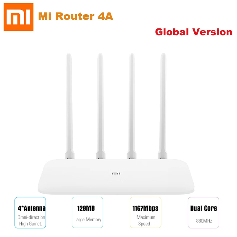 

Global Version Xiaomi Mi 4A Router 1000Mbps Gigabit Edition 2.4GHz 5GHz WiFi 16MB 128MB DDR3 4 Antenna Remote APP Control IPv6