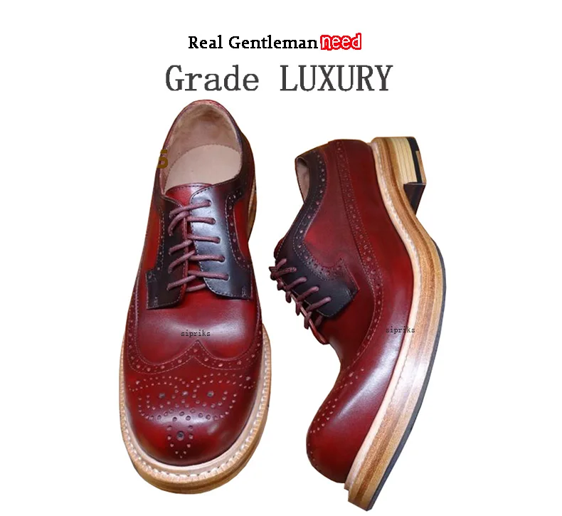 Роскошная обувь для мужчин sipriks дизайнерская мужская обувь Goodyear с закругленным носком винно-красная официальная обувь из телячьей кожи Boss Brogue Wingtip
