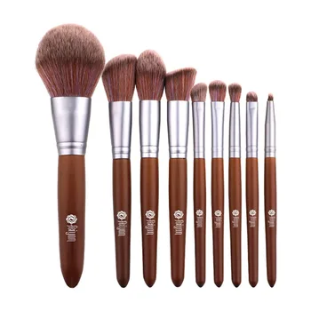 

9 Pcs Red Mahogany Tip Tail Rainbow Micro Crystal Hair Beginner Makeup Brush K0222