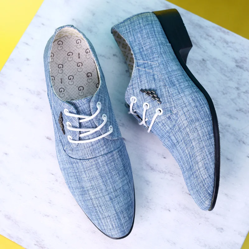 

Men's dress shoes Fashion Popular Lace-up Casual Pointed Trendy Leather Shoes Fashion Canvas Business Shoes Men Solid Yasilaiya