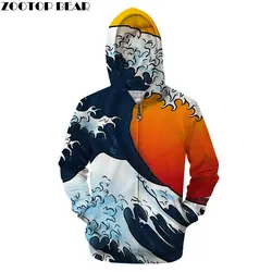 Узор 3D толстовка на молнии Для мужчин Zip Hoody смешной костюм Грут пуловер пальто с длинными рукавами, челнока ZOOTOPBEAR
