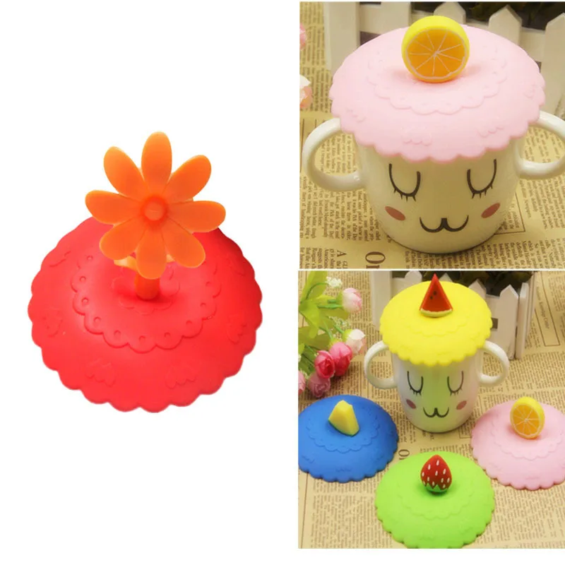 Silicone Fruit Cup Cover Tea Cups Lovely Anti dust Leakproof Coffee Lid