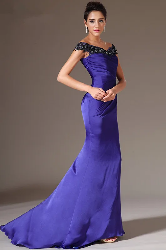 Best-Selling-Mermaid-Trumpet-Cap-Sleeves-Sweep-Train-Royal-Blue-Satin-Evening-Dresses