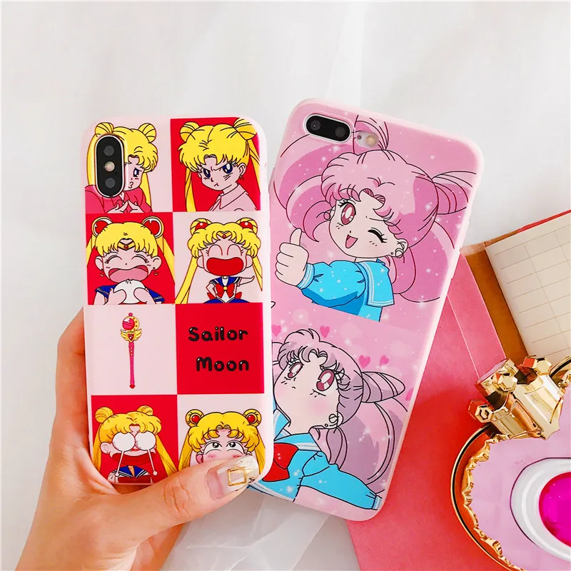 

Sailor Moon Patterned Case For iPhone XS MAX XR 6 6s 7 Plus Cover Soft Silicone Protect Cover For iPhone 8 Plus X 10 Capa
