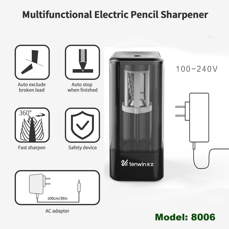 Новая электрическая точилка для карандашей Sacapuntas, электронная настольная, для школы, офиса, дома, автоматическая точилка для карандашей 8004