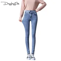 Летние женские облегающие джинсы ODNGDONGTA 2019, однотонные джинсы с высокой талией, женские джинсовые узкие брюки AB-52-3333