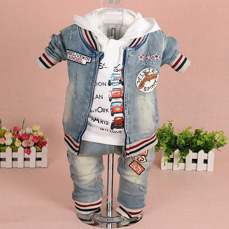 Baby Boy Demin Clothes Sets Baby Clothing 3PCS Fashion High Qulity Hooded Set For Boy Outfit Toddler Infant Suit 0 2 3 Years Baby Boy Demin Clothes Sets Baby Clothing 3PCS Fashion High Qulity Hooded Set For Boy Outfit Toddler Infant Suit 0 2 3 Years