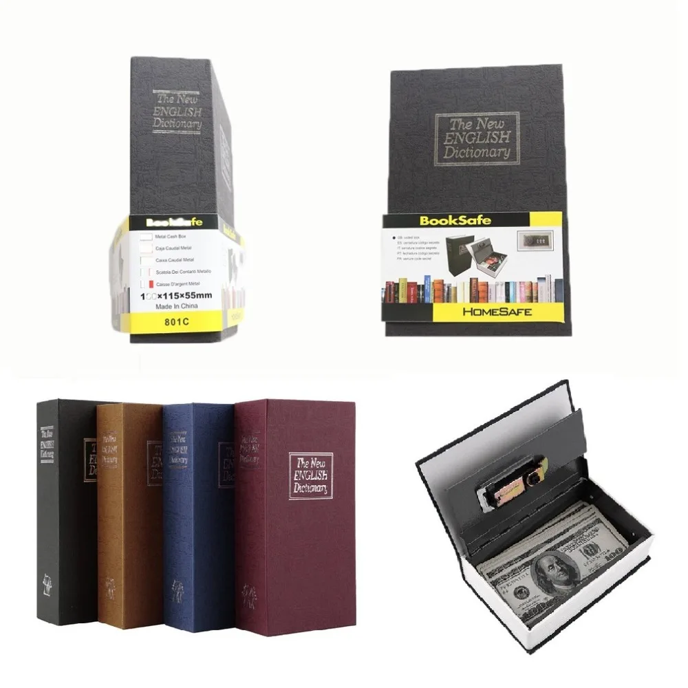 

Simulation Dictionary Book Saftety Box Hidden Safety Lock Insurance box Money Jewelry Cabinet Small Size Book Case Storage Box
