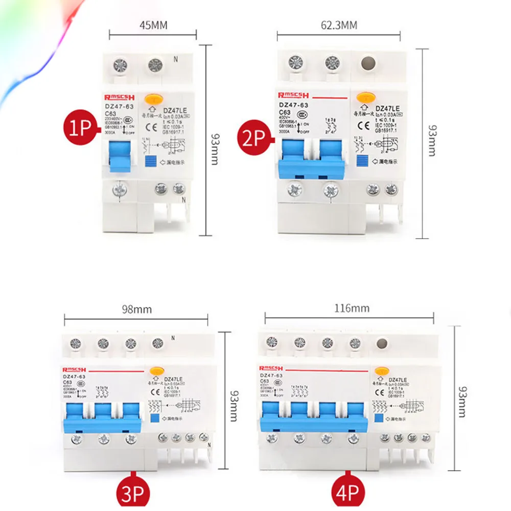 DZ47LE-63 защита от перегрузки ELCB замыкание утечки