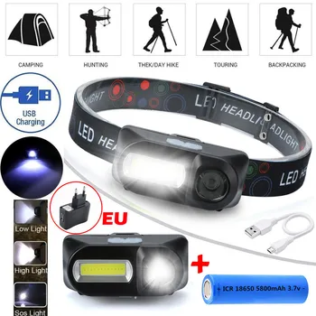 

USB Rechargeable 6 Modes COB LED Headlamp Headlight Head Light Torch Flashlight Torch Camping Hiking Night Fishing Light