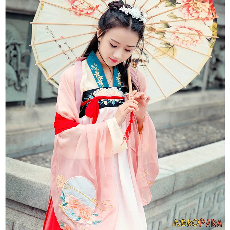 Идеальное сдвоенное женское платье Элегантное шифоновое винтажное Hanfu в