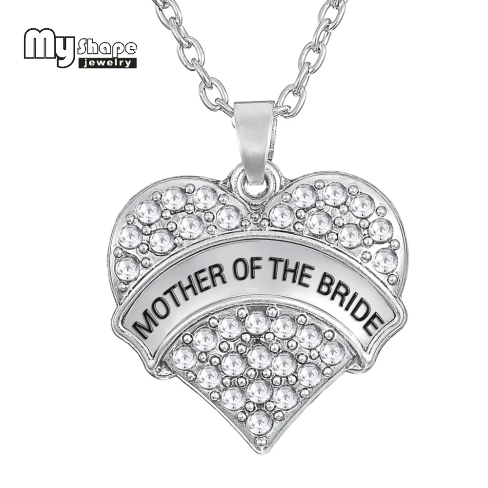 

my shape Mother of the bride wedding pendant Crystal rhinestone decoration heart charms necklace jewelrymother daughter necklace