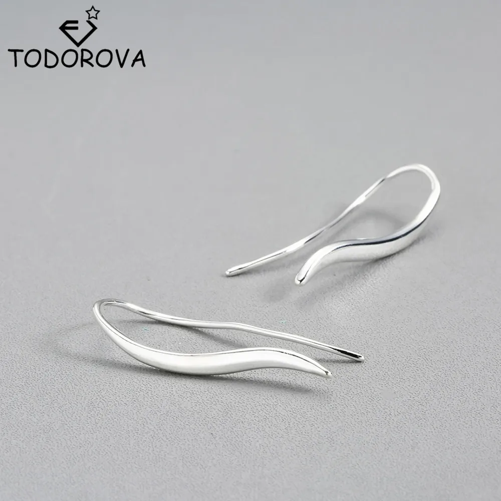 

Todorova Geometric S Curved Wave Stud Earrings Ear Climber Jewelry Minimalist Pin Piercing Gift for Women