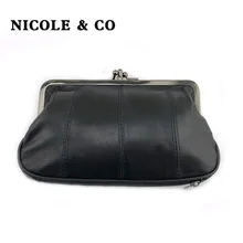 NICOLE & CO Genuine Leather Coin Purse Womens Sheepskin Change Purse Metal Hasp Closure Card Holder Wallet Zipper Small Bag NICOLE & CO Genuine Leather Coin Purse Womens Sheepskin Change Purse Metal Hasp Closure Card Holder Wallet Zipper Small Bag