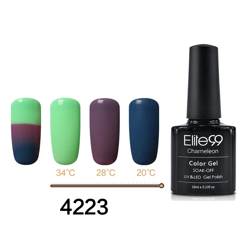 Elite99, 10 мл, термический Гель-лак для ногтей, 3 цвета, изменение температуры, дизайн ногтей, замачиваемый, УФ-Гель-лак, стойкий, 3 в 1, хамелеон - Цвет: 4223