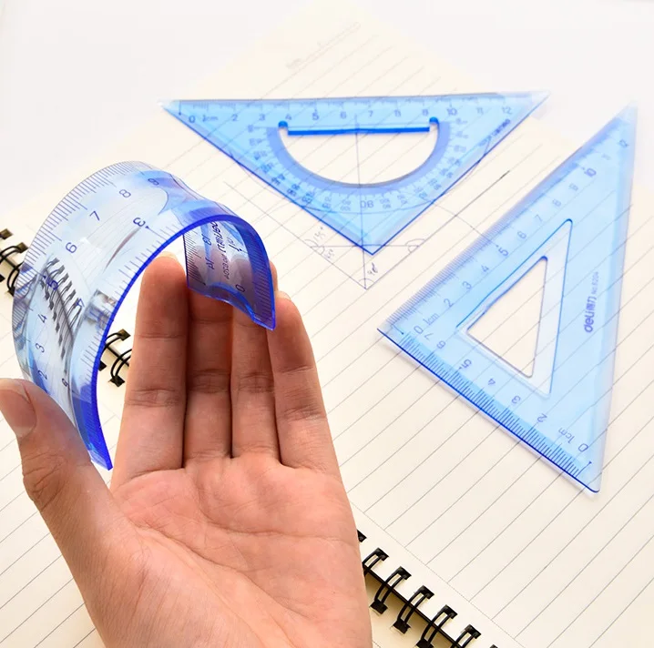 Линейка треугольная мягкая гибкая для студентов 3 шт.|flexible ruler|triangular rulerruler set |