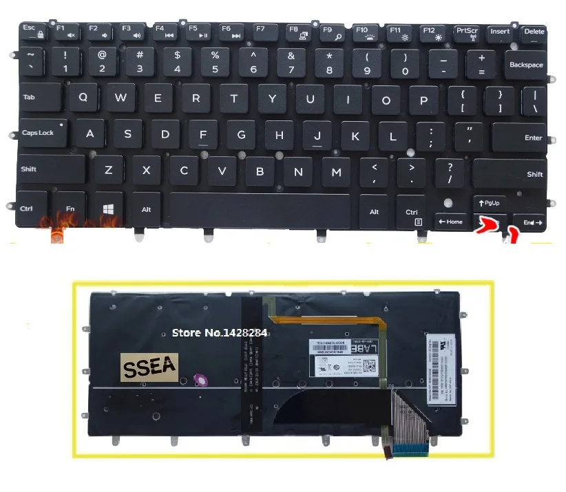 Новая клавиатура SSEA с американской раскладкой без рамки для ноутбука Dell Inspiron 13 7000