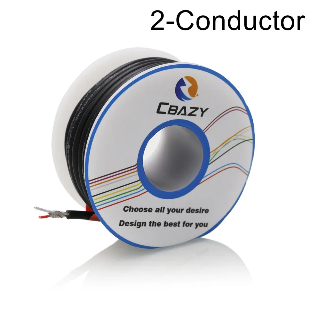 

2C-Black-10M-UL 2547 28 AWG Multi-core control cable copper wire shielded audio cable headphone cable signal line