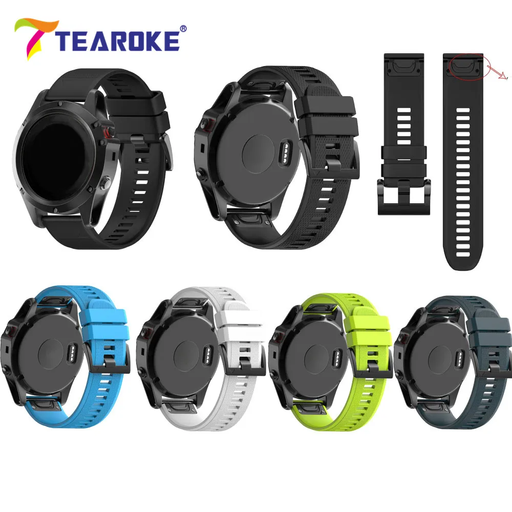

TEAROKE 11 Colors Silicone Soft Watchband for Garmin fenix 3 HR fenix 5X GPS Watch Quick Release Replacement Bracelet Strap 26mm