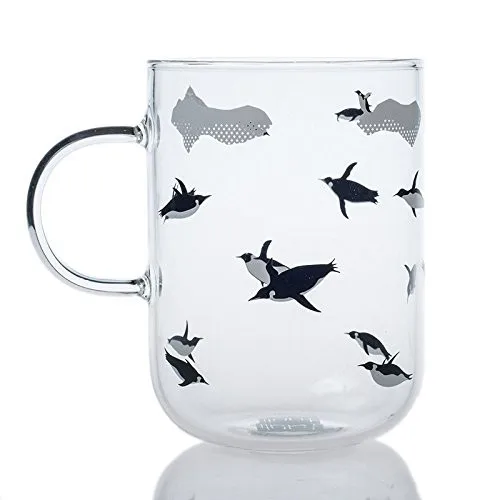 Penguin Glass Milk Tea Coffee Mug,super cute cup Best Gift For morning drink,and weddings, birthdays,Valentine's Day03