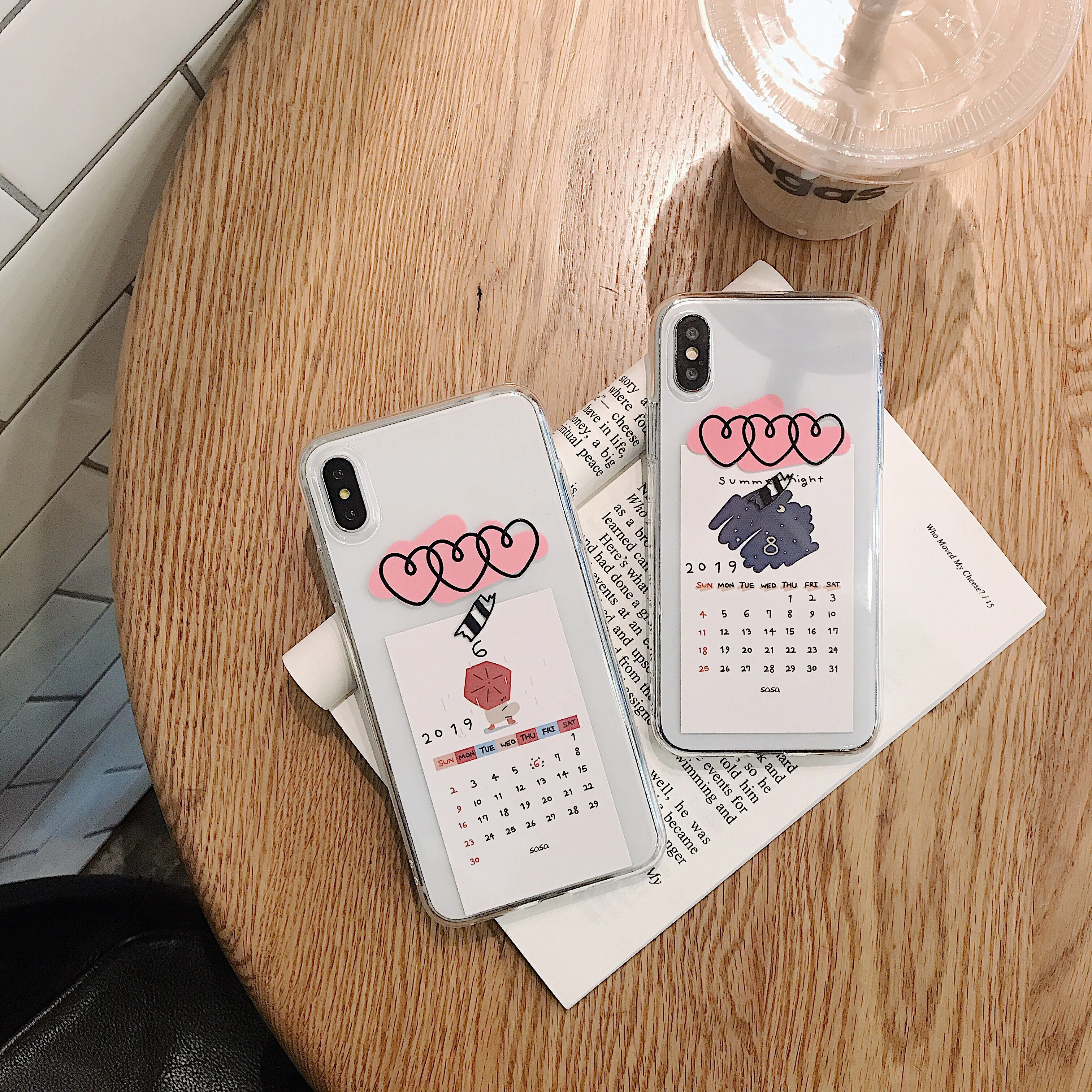 

Silicone Phone Case For iphone 6 6S Plus X XS MAX cute small calendar cards cover for iPhone XR 7 8Plus transparent soft case