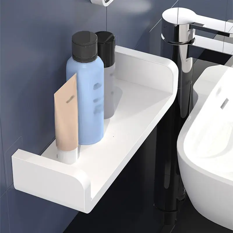 1 قطعة الحمام المنظم البلاستيك لاصق الحفر شحن منظم رف مطبخ شامبو حامل الرف ل فندق المنزل