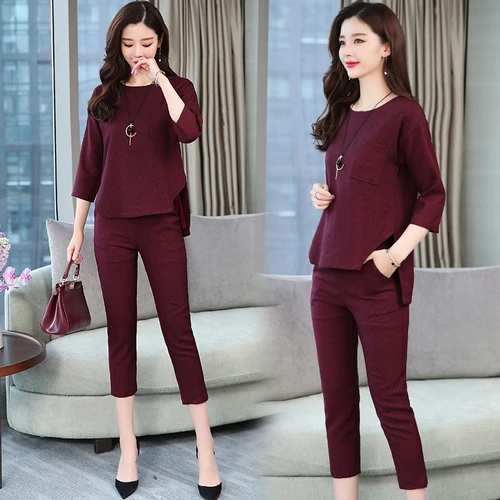 

Large Size Spring New Woman Suit Two Piece Set Fashionable Year-old Female Costume Conjunto Feminino Ensemble Femme Survetement