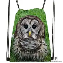 Custom owl@01-Drawstring Backpack Bag Cute Daypack Kids Satchel (Black Back) 31x40cm#180611-03-133