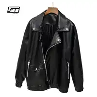 Fitaylor Women 2019 Faux Leather Jacket Spring Autumn Casual Loose Punk Leather Coat Soft PU Motorcycle Biker Jacket