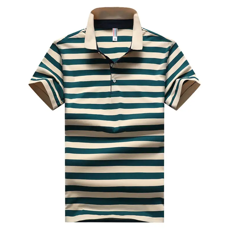 2018 Summer Mens Polo Shirt Classic Striped Cotton Short Male Polo Men Tees Breathable Quick Dry Plus Size 4XL Red Muls Brand-03