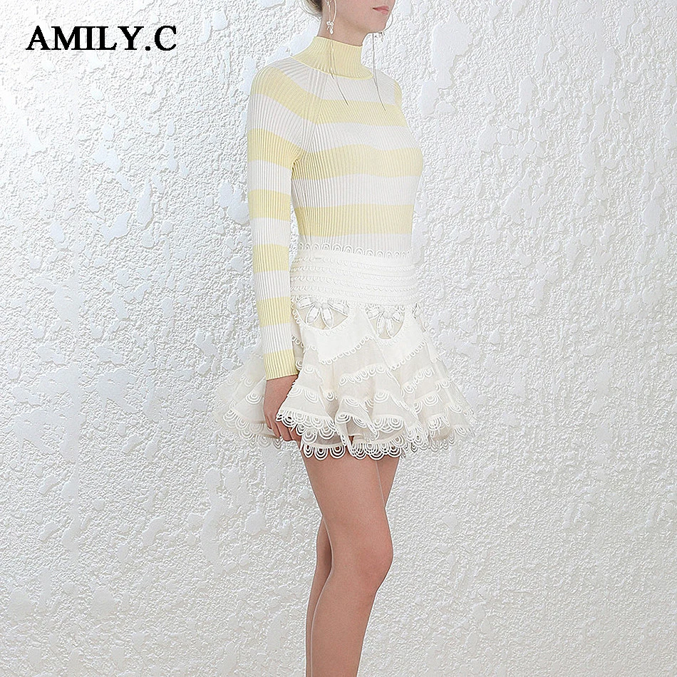 Amily. c новые весенние женские юбки Сексуальная трапециевидная сетчатая юбка с цветами шикарные вечерние платья знаменитостей черно-белая юбка оптом Vestidos