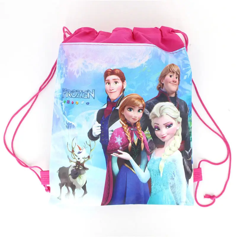 

Disney Frozen Shopping Drawstring Kids Travel School Bag Non-woven Bag Fabrics Backpack Girl Birthday 34cmx27cm Gift Bag Supply