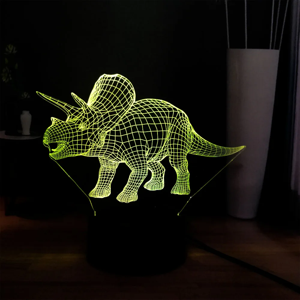 Динозавр серия светодиодный ночник Albertaceratops Triceratops Anchisaurus Stegosaurus USB пульт дистанционного Многоцветный 3D лампа детский подарок - Испускаемый цвет: Dinosaur-4