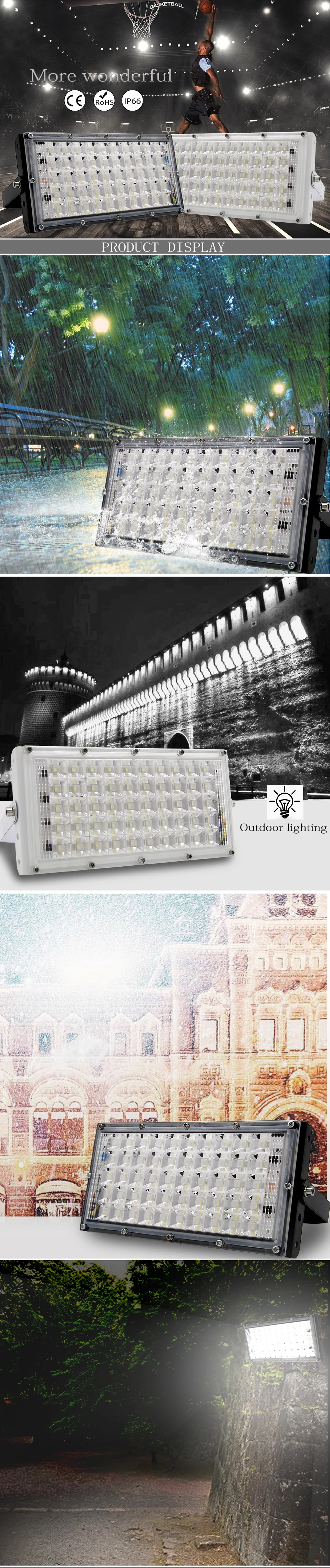 Уличный светильник, 220 В, IP66, водонепроницаемый Светодиодный прожектор, 50 Вт, 100 Вт, 150 Вт, светодиодный уличный светильник, садовый светильник, водонепроницаемый, уличный точечный светильник
