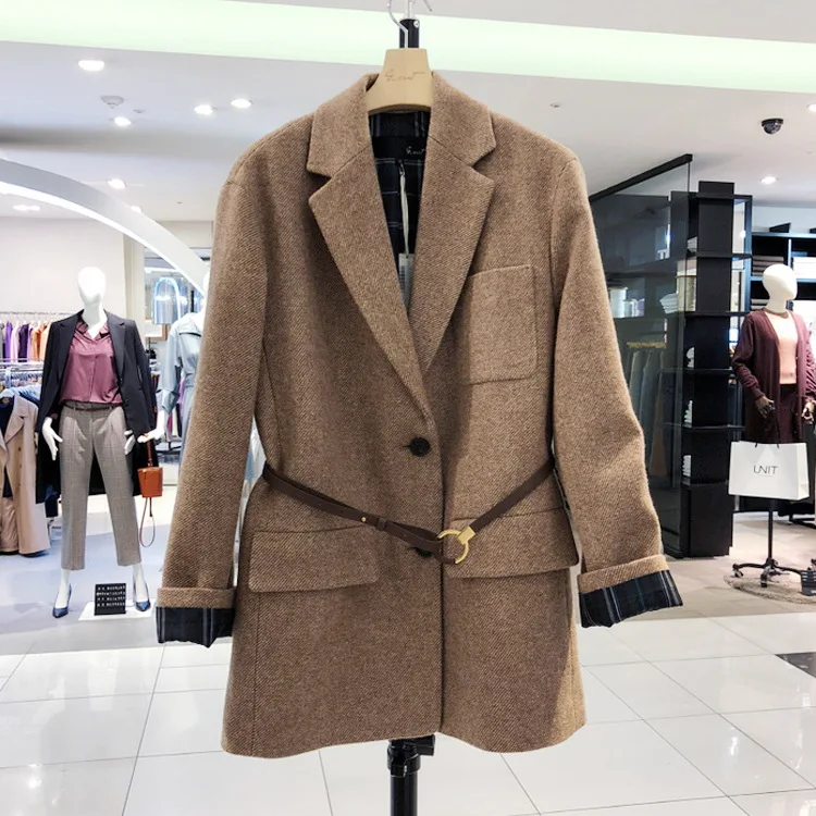 

2019 Winter Hair Coat Woman Fashion Wool Women Long Women Coats Jackets Women Jackets Pockets Button Pockets Sashes Coat