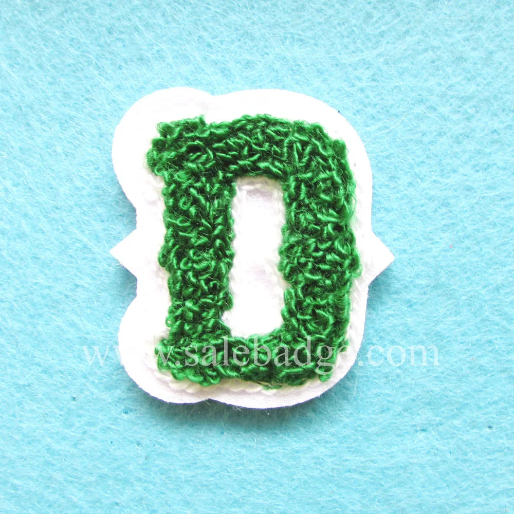 

Custom Green Letter D Chenille Embroidered Patch Badges